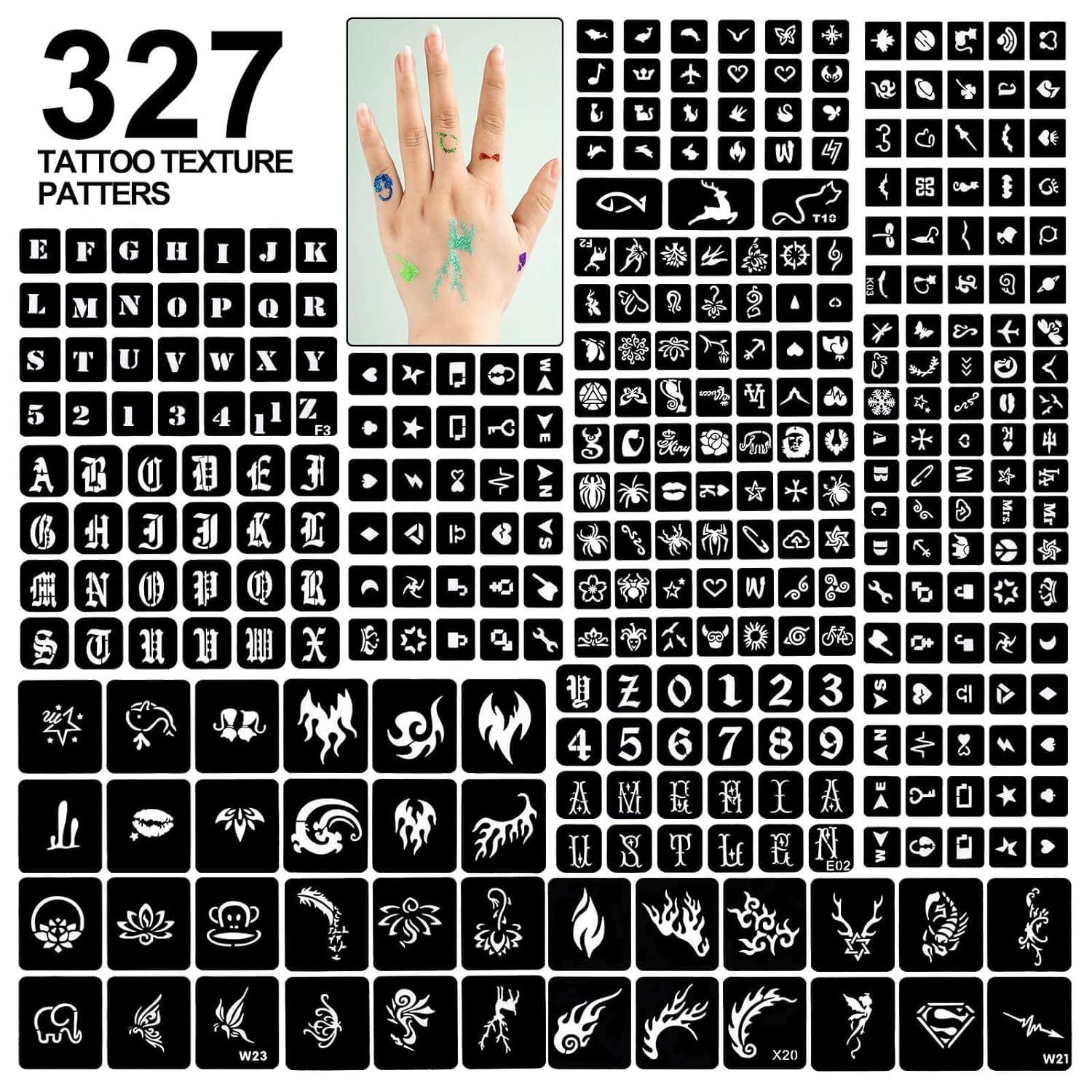 Glitter Tattoo for Kids with 48 Colors & 318pcs Glitter Tattoo Stencils