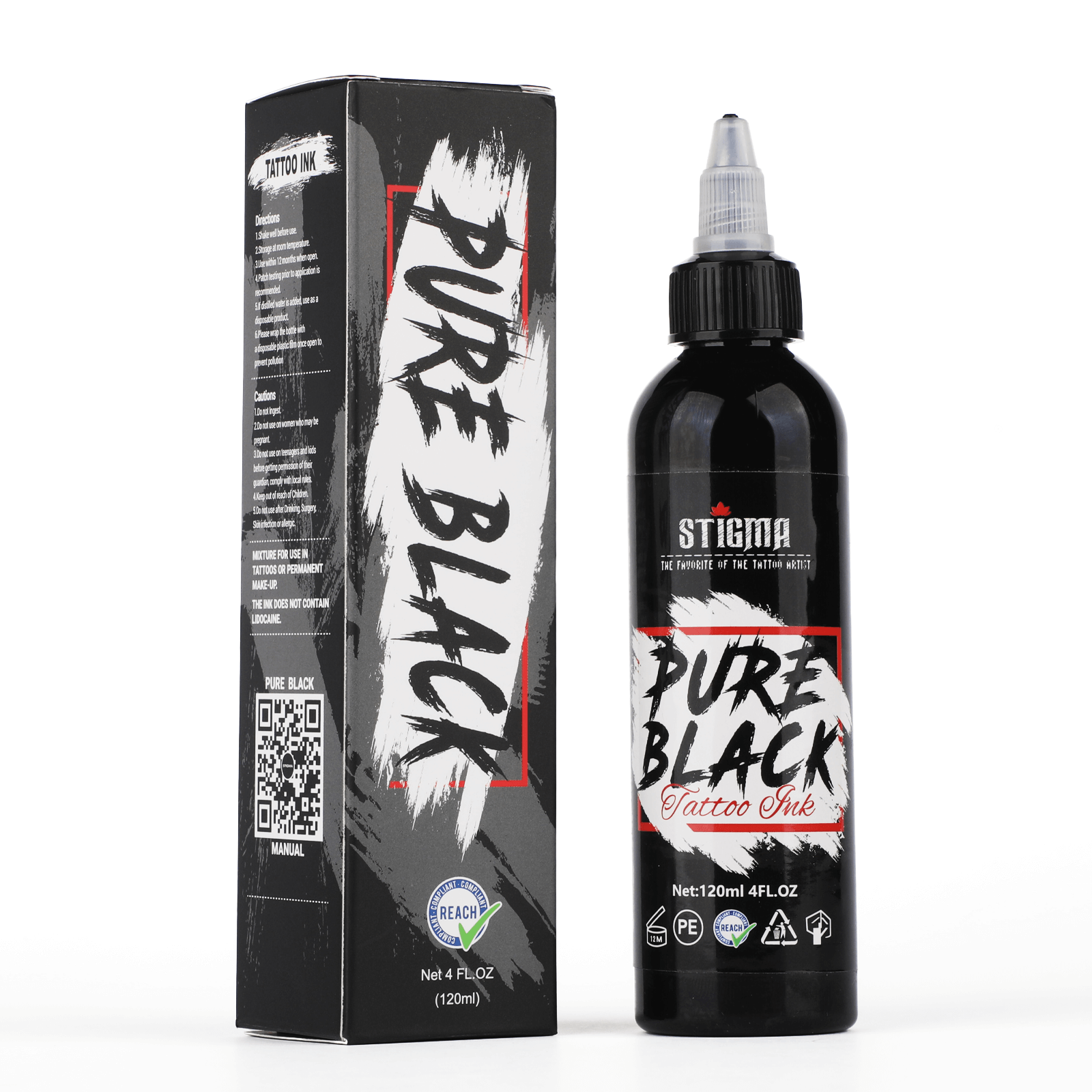 Tattoo Ink Dark Black Pure Black & Concentrated Black 120ml Stigma (sig)